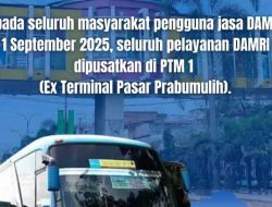 Bus DAMRI Prabumulih Resmi Pindah Mangkal ke PTM 1